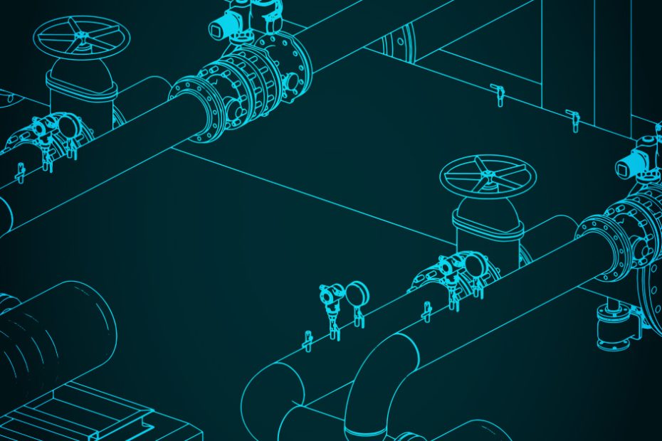 outlined illustration of a fluid system